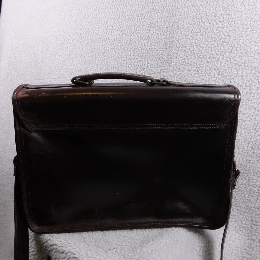 Buffalo Jackson Dark Brown Leather Messenger Bag Briefcase Satchel Vintage Look